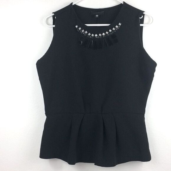 Worthington jeweled black peplum sleeveless top-PL - Picture 1 of 7